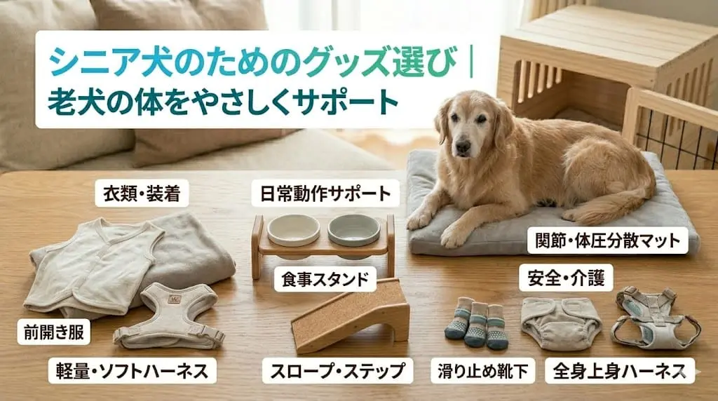 シニア犬のためのグッズ選び | 老犬の体をやさしくサポートする6つのアイテム