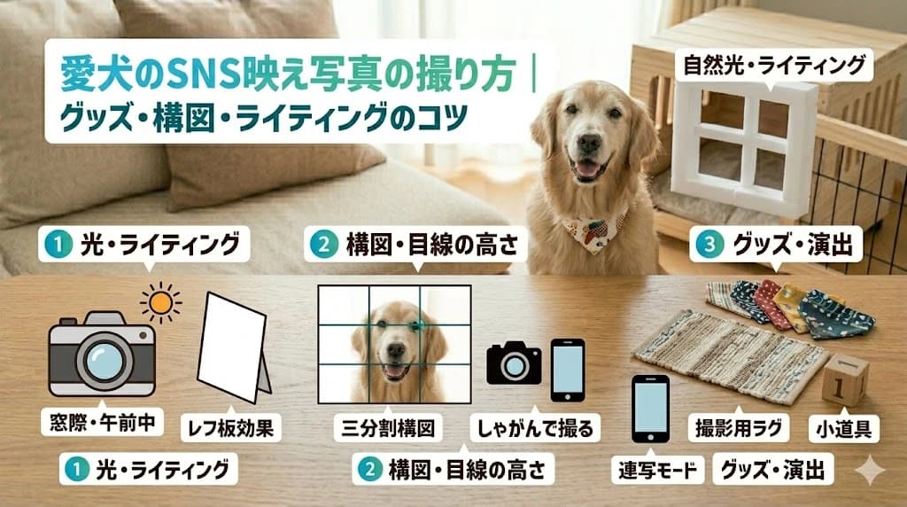愛犬のSNS映え写真の撮り方 | グッズ・構図・ライティングのコツ|スマホでもプロっぽく撮影する方法