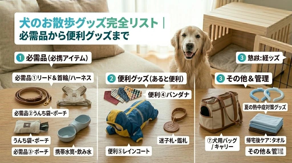 犬のお散歩グッズ完全リスト | 安全・快適・おしゃれな必需品から便利グッズまでを紹介します