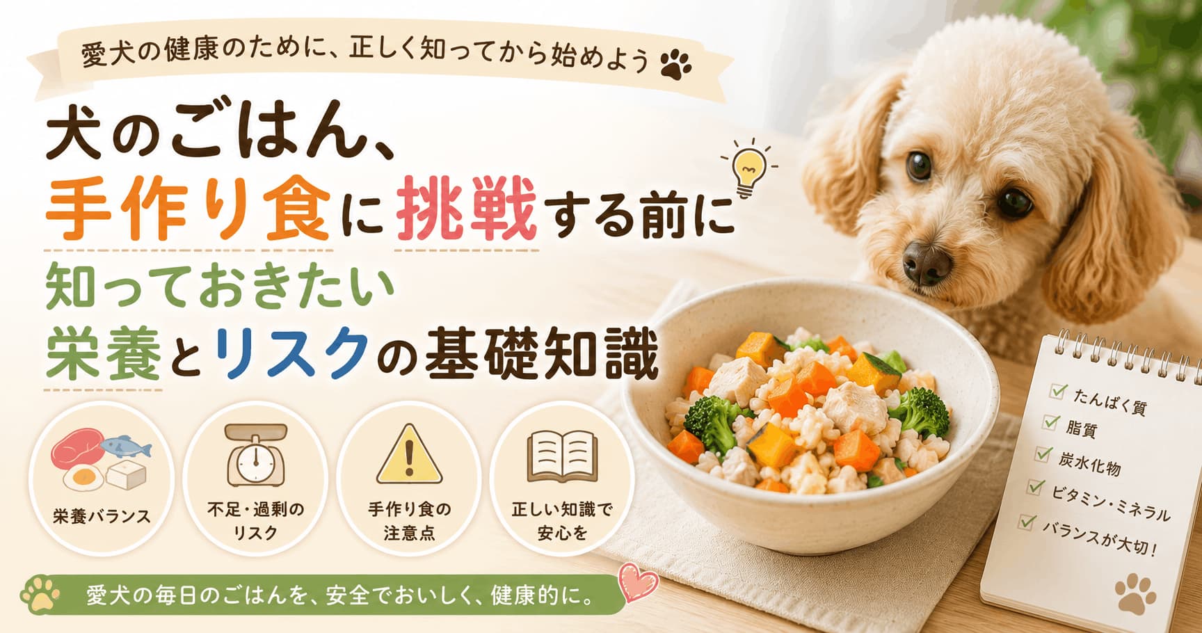 犬のごはん、手作り食に挑戦する前に知っておきたい栄養とリスクの基礎知識