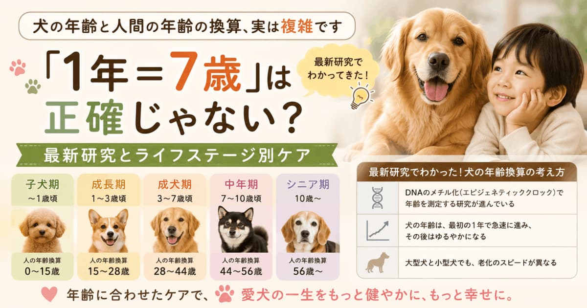 犬の年齢と人間の年齢の換算、実は複雑です | 「1年=7歳」は正確じゃない? 最新研究とライフステージ別ケア