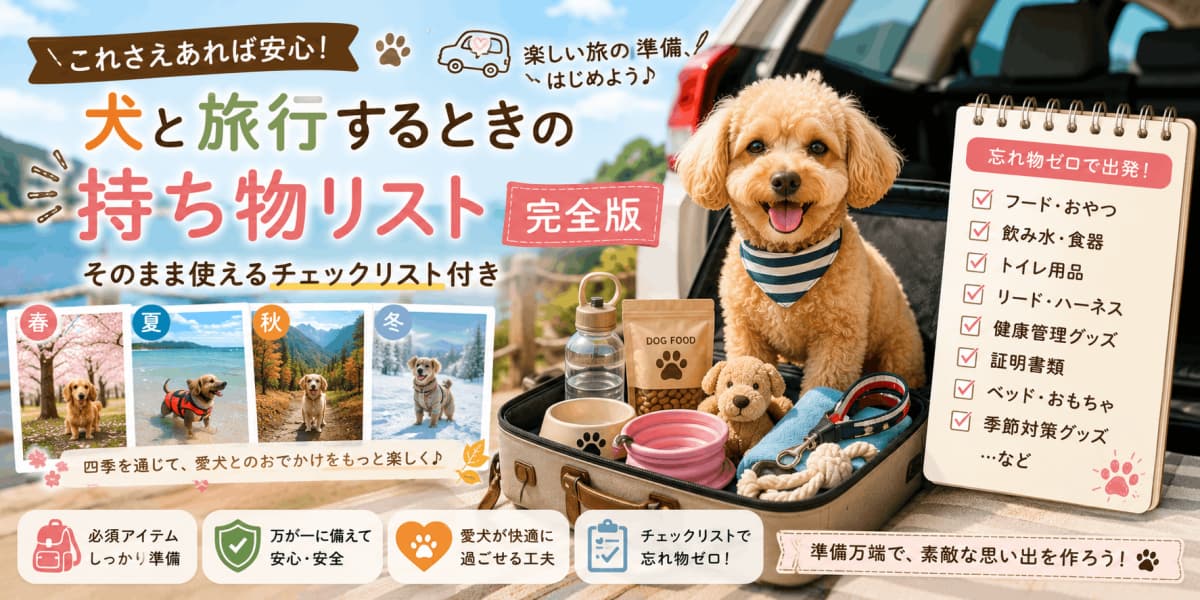 犬と旅行するときの持ち物リスト完全版 | これさえあれば安心! そのまま使えるチェックリスト付き