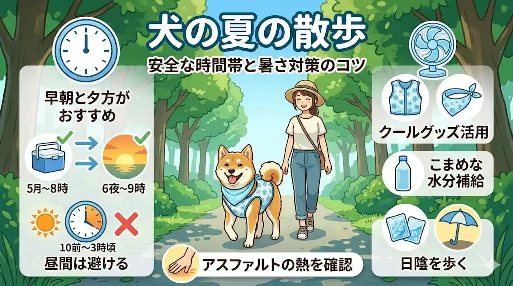 犬の夏の散歩 | 安全な時間帯と暑さ対策のコツ