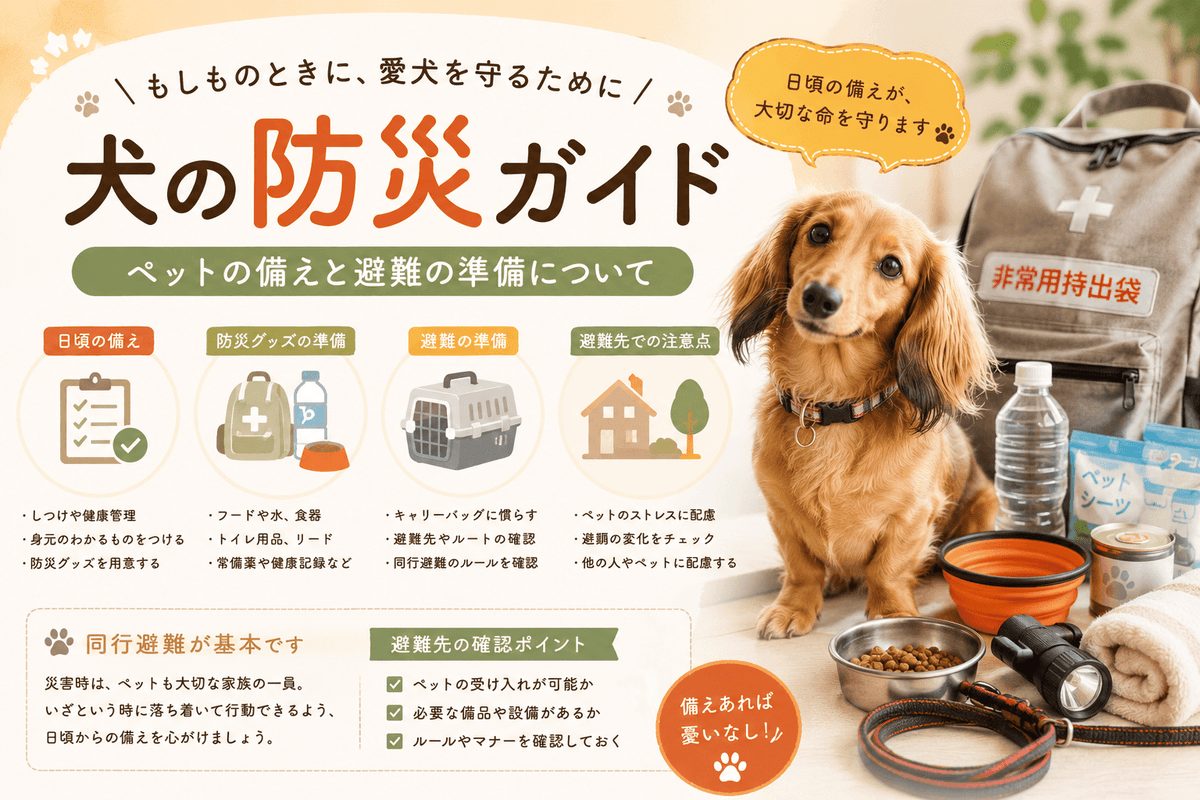 犬の防災ガイド | ペットの備えと避難の準備について