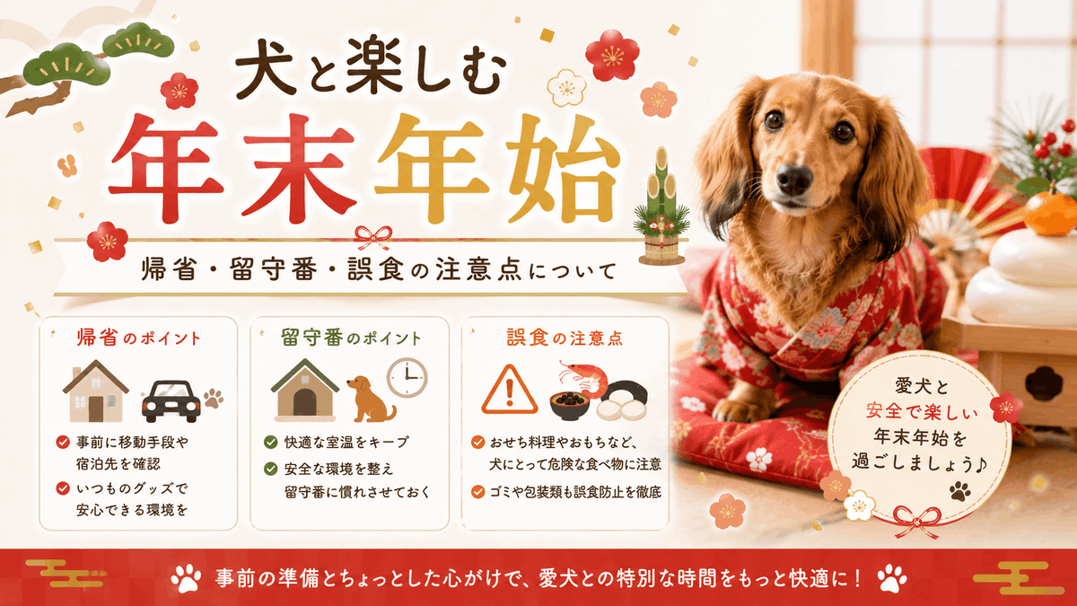 犬と楽しむ年末年始 | 帰省・留守番・誤食の注意点とは?