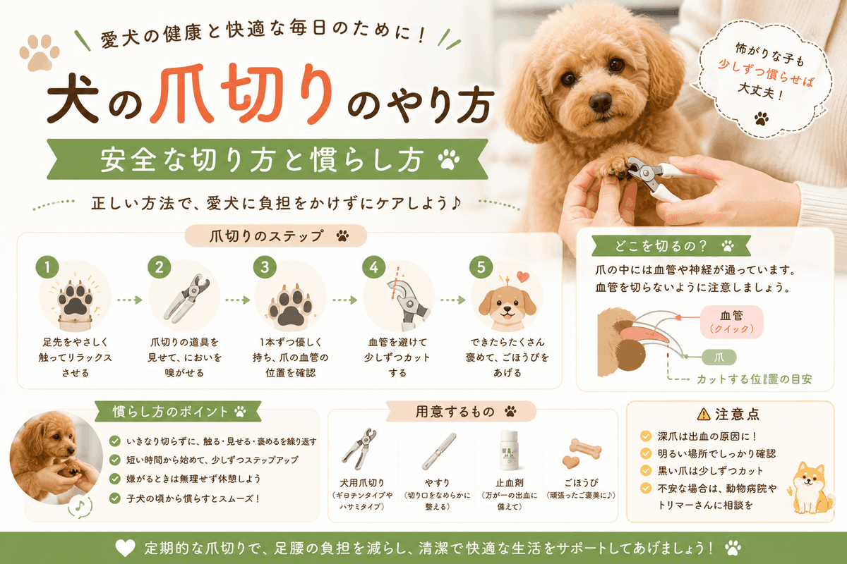 犬の爪切りのやり方|安全な切り方と慣らし方