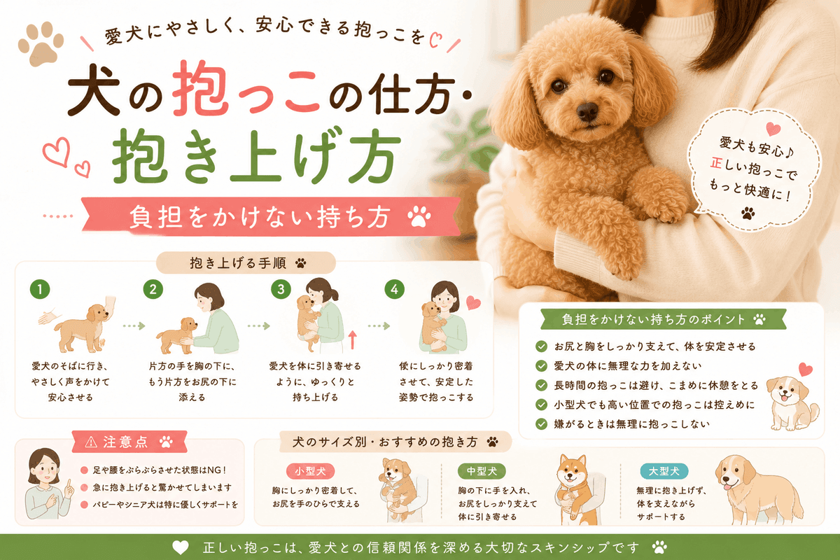 犬の抱っこの仕方・抱き上げ方|負担をかけない持ち方