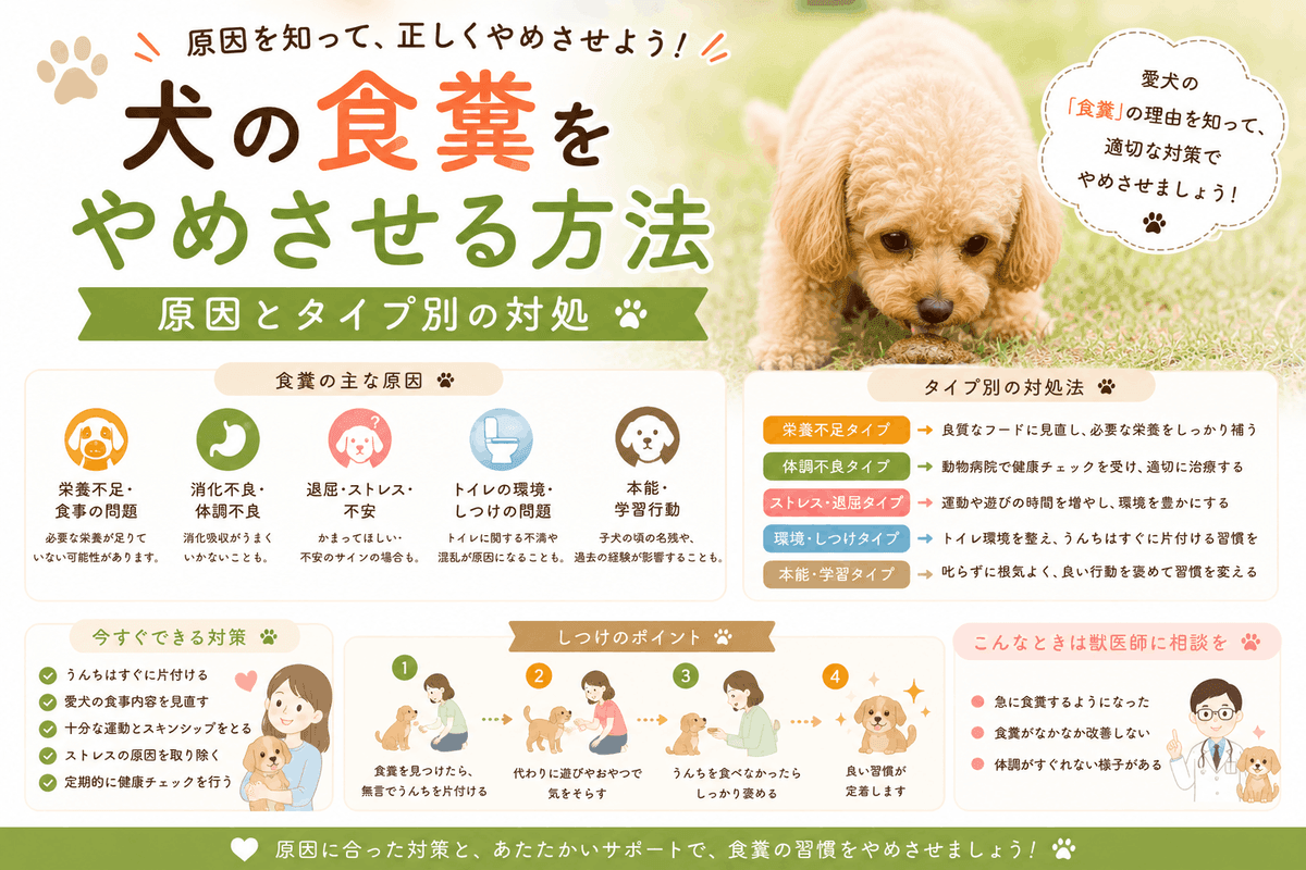 犬の食糞をやめさせる方法|原因とタイプ別の対処