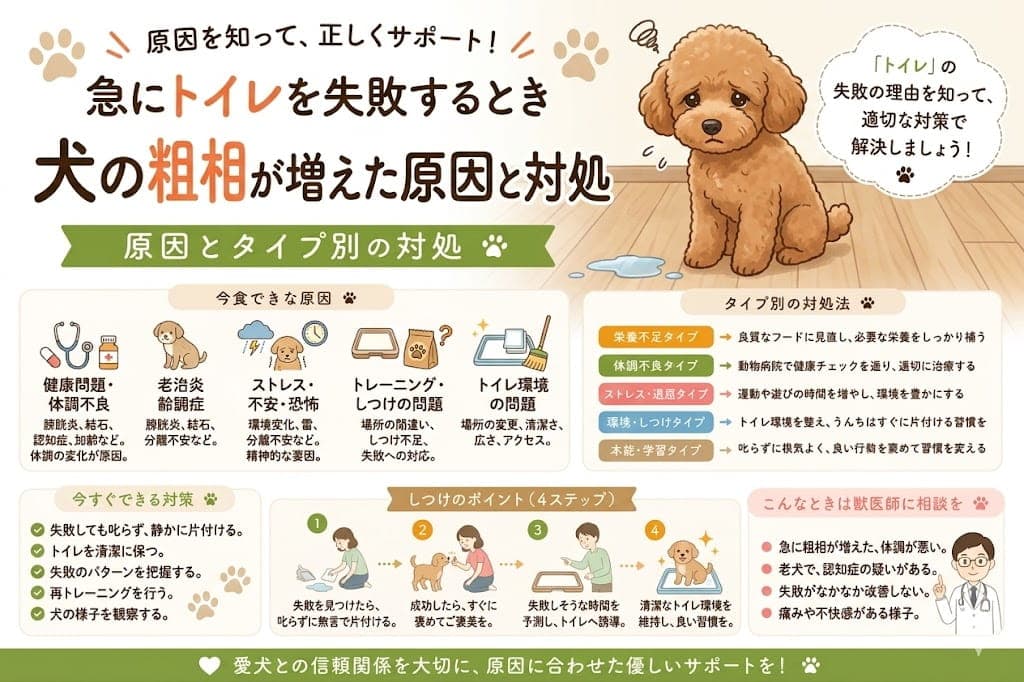 犬の粗相が増えた原因と対処|急にトイレを失敗するとき