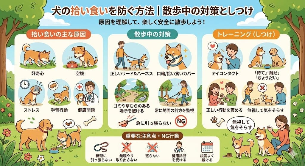 犬の拾い食いを防ぐ方法|散歩中の対策としつけ