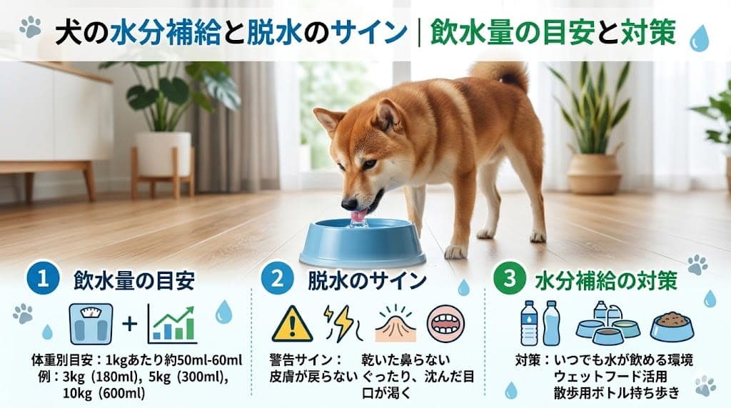 犬の水分補給と脱水のサイン|飲水量の目安と対策