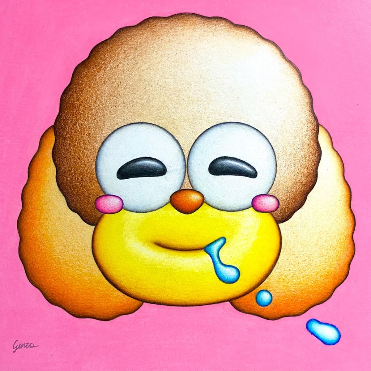 愛犬の似顔絵(色鉛筆画)