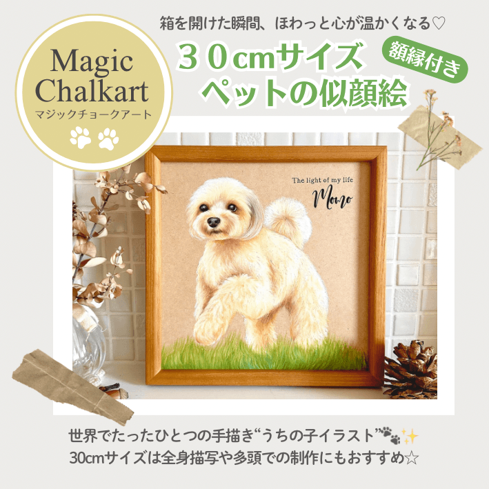 30cmペットの似顔絵(額縁付き) | 絵画・アート ハンドメイド